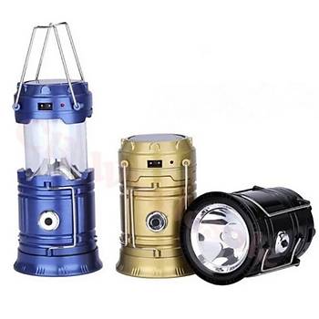 (XF-5800T) G�ne� Enerjili USB �arjl� Kamp Lambas�, �ad�r Feneri 6+1 Led S�YAH