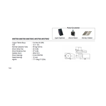 WA700C HALAT FENERL DK IRGAT 6mm 12v