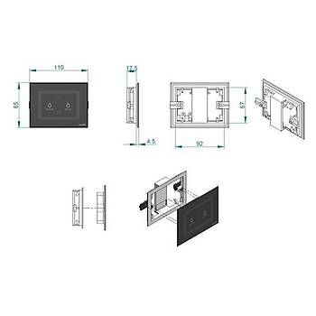Planus Siyah Full Glass Touch Panel 2 Butonlu