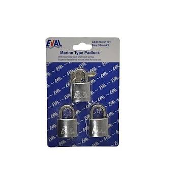ASMA KİLİT 30mm 3lü SET PASLANMAZ ÇELİK « EVAL« Asma Kilit ...