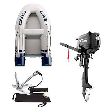 VETUS ME TABANLI BOT 200 CM Grey+Blue Air Deck + HIDEA 2.5 HP HS(YEKE KONTROL / KISA AFT) / BOT IPASI 1.5 KG HEDYE