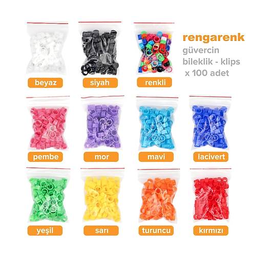 G�vercin Ayak Klips - Bilezik 100'l� Paket | Renk Se�enekli