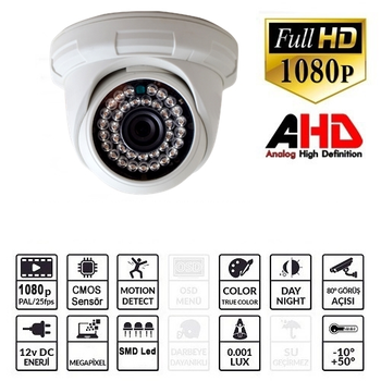 BegasPro OX 936 2.0mp AHD Dome Güvenlik Kamerasý (1080p)