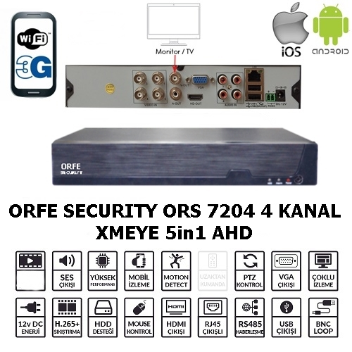 ORFE SECURITY ORS 7204 AHD 4KANAL 4SES XMEYE
