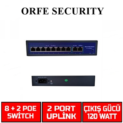 8 PORT POE SWITCH - ORFE SECURITY ORS 8+2 10/100/1000 POE SWITCH
