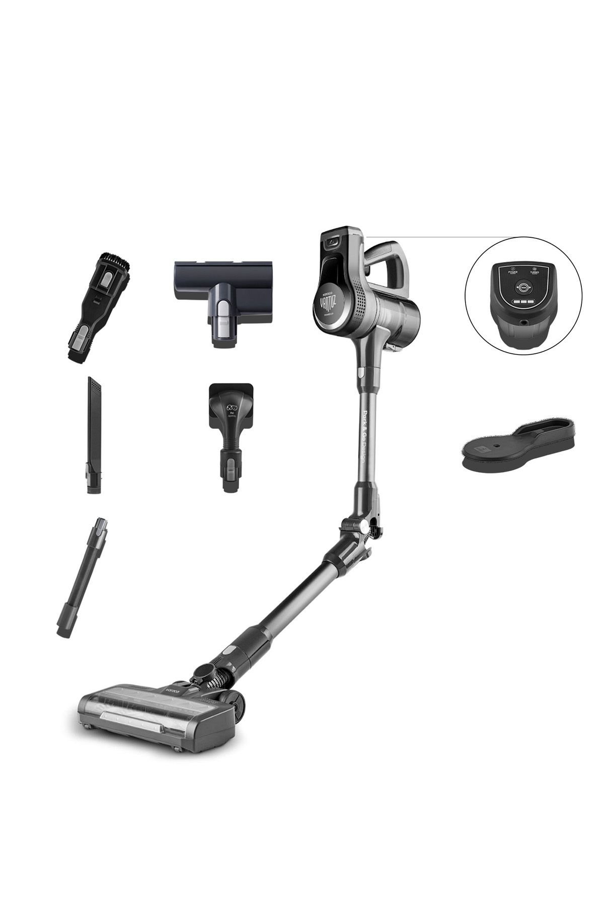 Karaca Vantuz Power UP Pro Şarjlı Dikey Süpürge Black Chrome