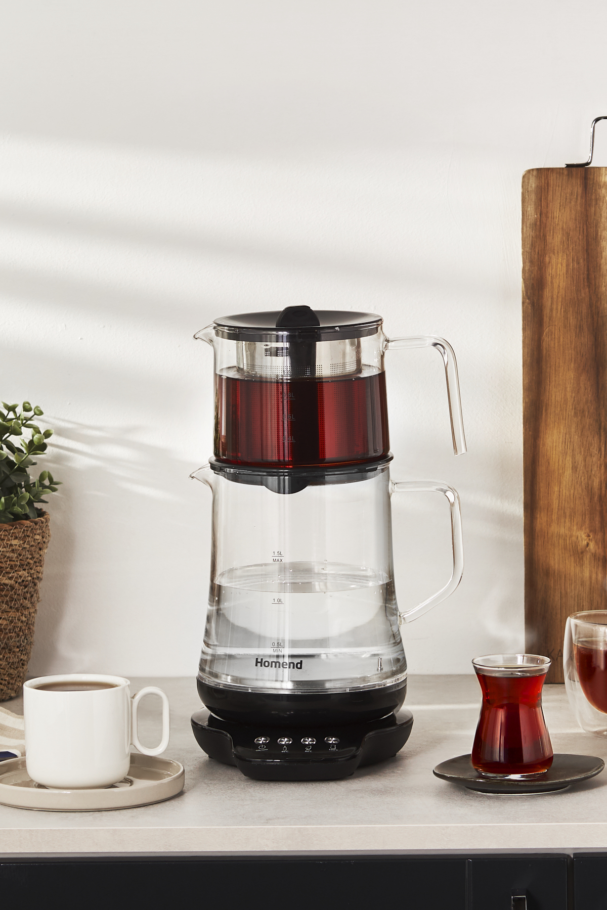HOMEND Royaltea 1746h Konuşan Cam Çay Makinesi Siyah