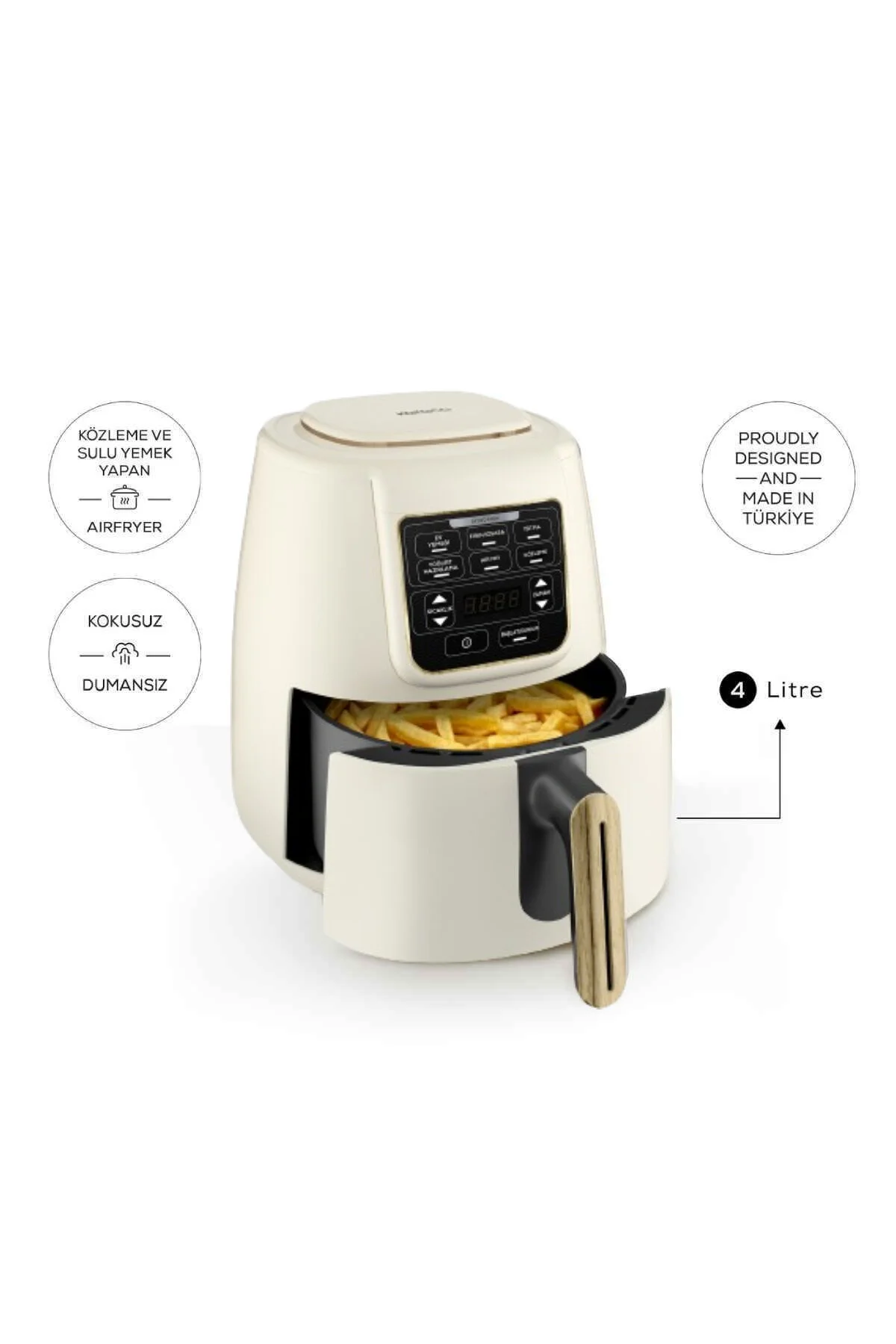 Karaca Air Pro Cook 3 in 1 XL Ev Yemeği, Közleme, Airfryer Wood Craft 4L