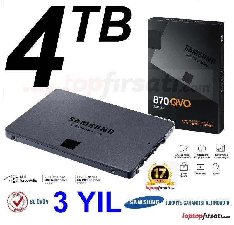 Samsung 870 QVO 4TB MZ77Q4T0BW 560MB530MB/sn Sata3 2.5" SSD 3 YIL