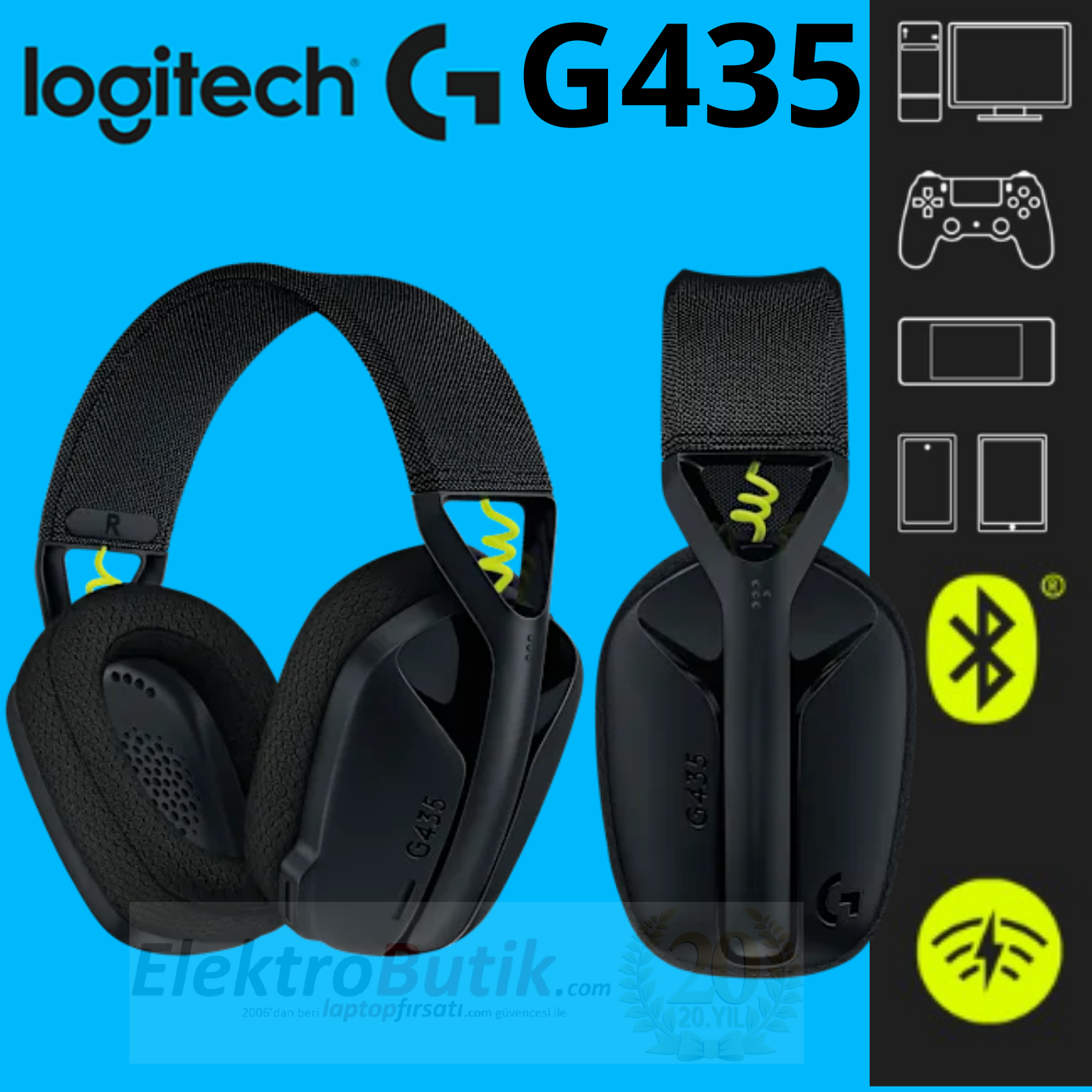 Logitech G435 Lightspeed Siyah 981-001050 Kablosuz Oyuncu Kulaklık