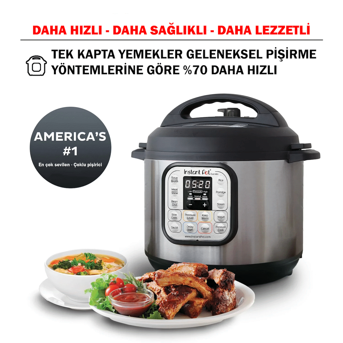 INSTANT POT MINI 7 IN 1 3 LT BASINCLI BUHARLI COK AMACLI PISIRICI