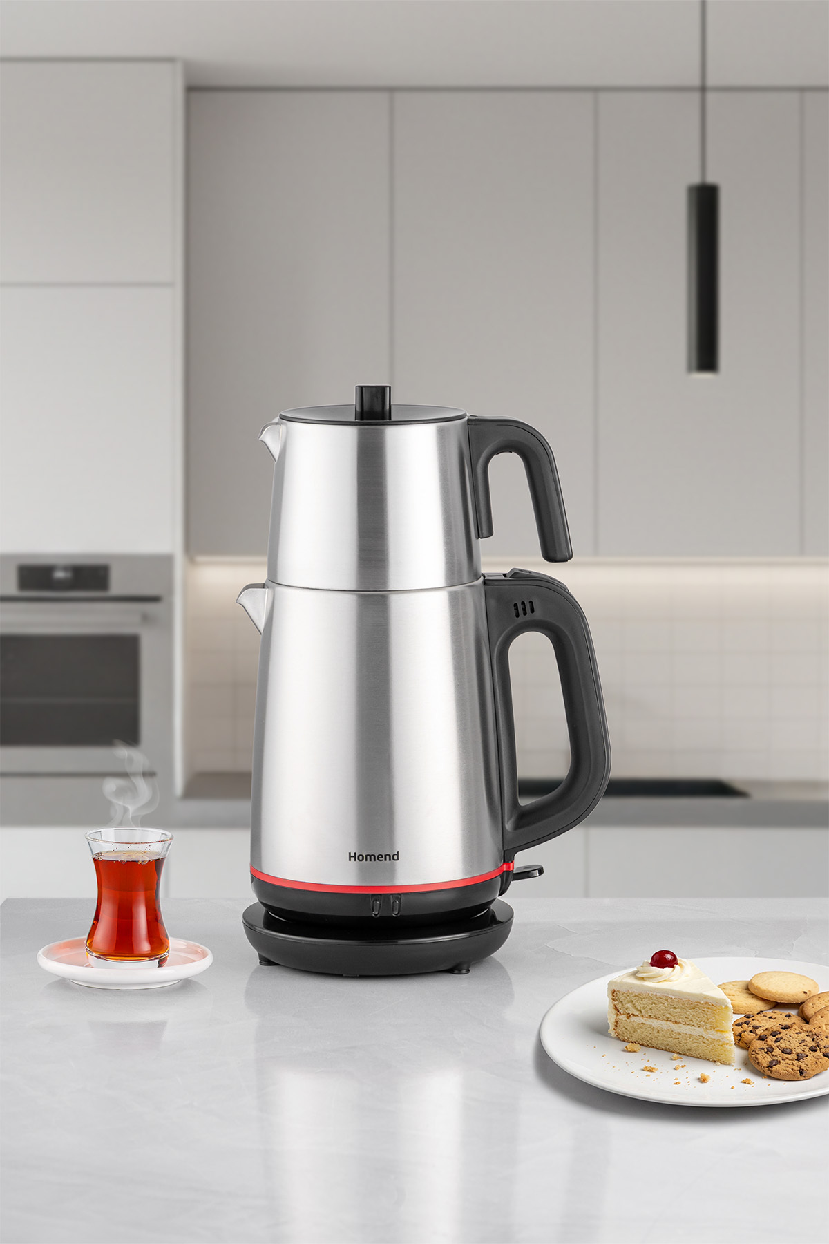 Homend Royaltea 1711h Çelik Çay Makinesi Inox Siyah