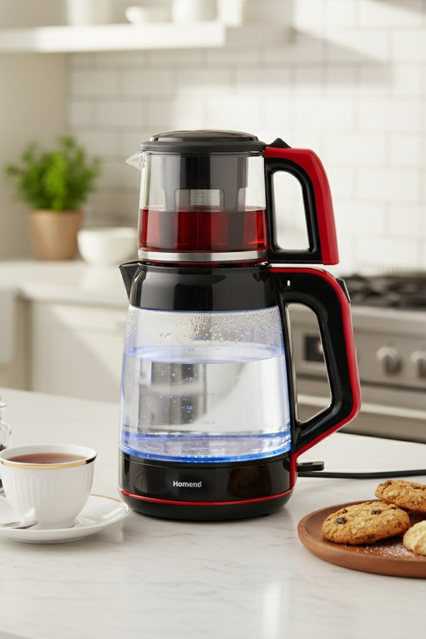 Homend Infinity XL 1764H 1900 WATT Cam Çay Makinesi Antrasit Siyah