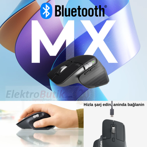 Logitech Mx Master 3s Bluetooth Edition Performans 8000 Dp� Sarjedilebilir Optik Sessiz Kablosuz Mouse, Siyah 910-007501