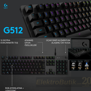 Logitech G512 Carbon 920-008947 RGB GX Blue Switch Kablolu Mekanik Q T�rk�e Oyuncu Klavyesi