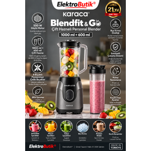 Karaca S�rahili Blendfit Go 1000 ml+600 ml Antrasit Buz K�r�c�l� �ift Hazne Smoothie Blender Set