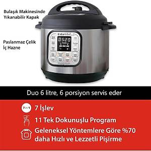 Instant Pot Duo 7'si 1 Arada Ak�ll� Pi�irici, 5.7 L, D�d�kl� Tencere, Yumu�ak Pi�irici, Pilav Pi�irici, Sote Tavas�, Yo�urt Haz�rlay�c�, Buharl� Pi�irici Ve Yemek Is�t�c�s�