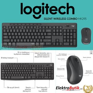 Logitech MK295 Siyah 920-009804 Kablosuz Klavye Mouse Set