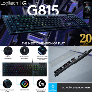 Logitech G815 Tactile Switch 920-008993 Lightsync Siyah Q T�rk�e RGB Kablolu Mekanik Oyuncu Klavyesi
