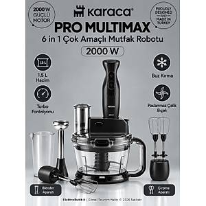 Karaca Pro Multimax 6 IN1 �ok Ama�l� Mutfak Robotu Onyx Black 2000 W