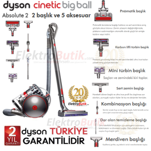 Dyson Cinetic Big Ball Absolute 2 Elektrikli S�p�rge 228415-01 2 Y�l Dyson T�rkiye Garantili
