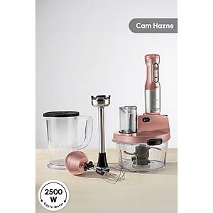 Karaca Mastermaid Prosteel Uzun Blender Ayakl� 6 B��akl� Cam Mutfak Robotu 2500W Rosegold