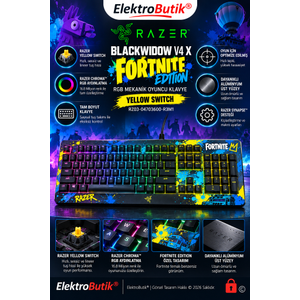 Razer BlackWidow V4 X Fortnite Edition RZ03-04703600-R3M1 RGB Yellow Switch Kablolu Mekanik Oyuncu Klavye