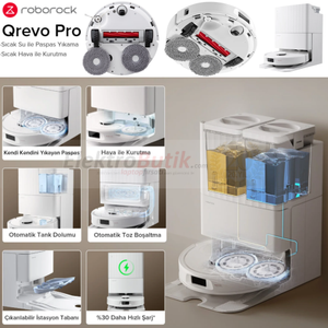 Roborock Qrevo Pro Ak�l� Robot S�p�rge Beyaz 2 YIL ROBOROCK TURKIYE GARANTILI