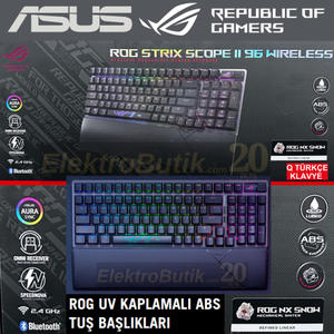 ASUS Rog Strix Scope II 96 WL/NX Snow/ABS/TR Q T�RK�E Kablosuz Mekanik Oyuncu Klavyesi