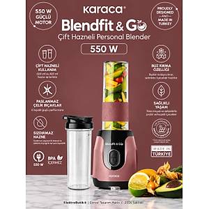 Karaca Blendfit Go Rosegold Personal Ki�isel Smoothie Blender Buz K�r�c�l� �ift Hazne  600ml & 400ml