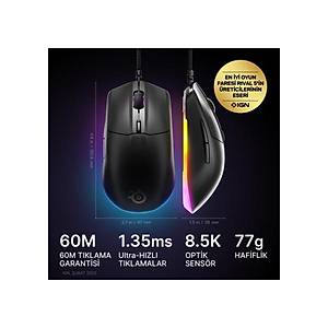 Steelseries Rival 3 Gen 2 Siyah SSM62515 RGB Optik Kablolu Oyuncu Mouse