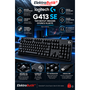 Logitech G413 Se Tam Boyut 920-010556 Kablolu Mekanik Ayd�nlatmal� PBT Tu� Ba�l�k al�minyum-magnezyum anti-ghosting Q T�rk�e Oyuncu Klavye