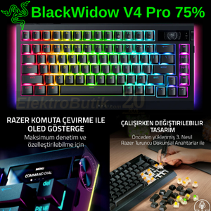 Razer BlackWidow V4 Pro%75 RZ03-05130300-R3E1 Orange Switch RGB OLED Kablosuz Mekanik Oyuncu Klavye