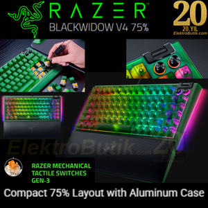 Razer BlackWidow V4 75% Phantom Green Ed. RZ03-05003300-R3M1 RGB TKL Tactile Switch Kablolu Mekanik Oyuncu Klavye