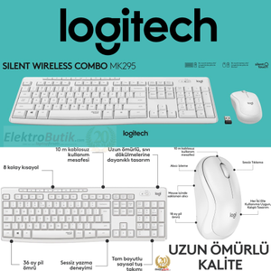 Logitech MK295 BEYAZ 920-010089 Kablosuz Klavye Mouse Set