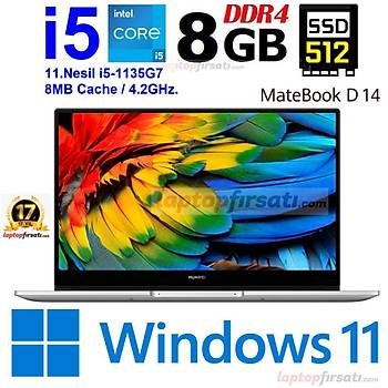 Huawei Matebook D14 i5-1155G7 8GB 512GB SSD 14 Full HD NBDE-WDH9AL WINDOWS 11