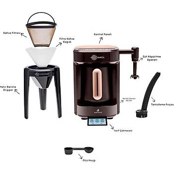 Karaca Hat�r Barista T�rk Kahve Makinesi ? 5 Fincan, S�t K�p�rtme ve S�tl� ��ecek Haz�rlama �zellikli, Kolay Temizlenen Ceviz Kahverengi