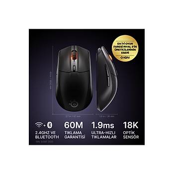 SteelSeries Rival 3 Gen 2 Siyah SSM62523 RGB Optik Kablosuz Oyuncu Mouse