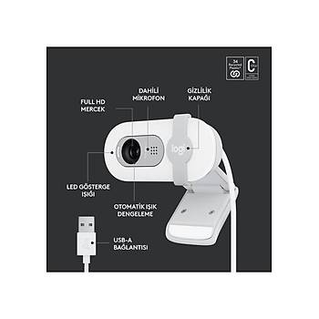 Logitech BRIO 100 Beyaz 960-001617 Full HD Mikrofonlu Webcam