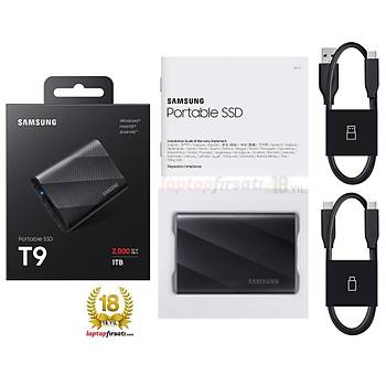 Samsung T9 1TB MU-PG1T0B/WW 2.000MB/sn USB 3.2 Gen 2x2 Tanabilir SSD Siyah 5 YIL Samsung TURKIYE Garantili