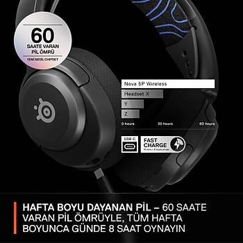 Steelseries Arctis Nova 5P Siyah SSH61673 Kablosuz Oyuncu Kulakl�k 2 YIL STEELSERIES TURKIYE GARANTILIDIR