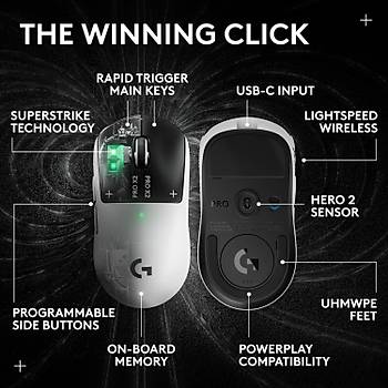 Logitech G PRO X2 Superstrike 910-007777 Lightspeed �arjl� Optik Kablosuz Oyuncu Mouse