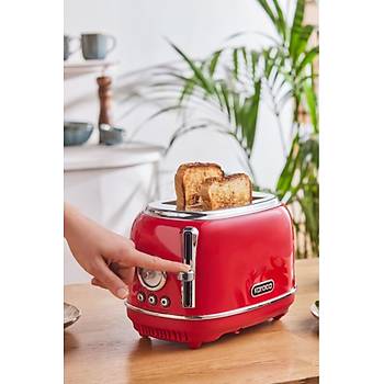 Karaca Vintage Craft K�rm�z� 2 Dilim Kapasiteli Ekmek K�zartma Makinesi Red