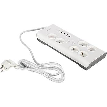 Philips SPN7060WA/62 6'l� 5 USB'li 2 m Anahtarl� Ak�m Korumal� Priz