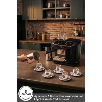Karaca Hat�r Perfetto Dijital ve Dokunmatik Ekranl� �elik Cezveli Espresso ve T�rk Kahve Makinesi Copper