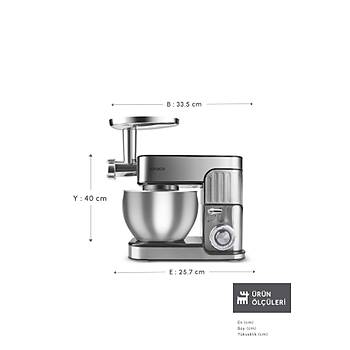 Karaca Inoxchef Pro Hamur Yo�urma Makinesi 1300W 7L Paslanmaz �elik G�m�� Renk