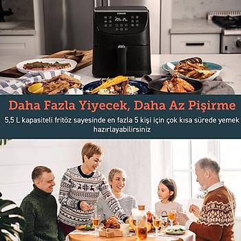 COSORI AKILLI SMART WI-FI UYGULAMA DESTEKLI PREMIUM 5.5LT 1700W DOKUNMATIK AIRFRYER SIYAH CS158-AF 