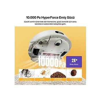 Roborock Q8 Plus 10.000 PA HyperForce Cekis Gucu Ak�ll� Robot Robot S�p�rge - Beyaz 2 YIL ROBOROCK TURKIYE GARANTILI
