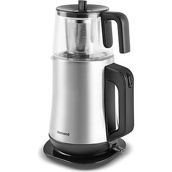 Homend Royaltea Elegant 1777H Inox Cay Makinesi 1800W 1,7lt Celik Isitici 1Lt. Cam Demlik 