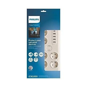 Philips SPN7060WA/62 6'l� 5 USB'li 2 m Anahtarl� Ak�m Korumal� Priz